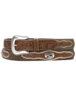 Nocona Cowboy Prayer Concho Tooled Billets Belt