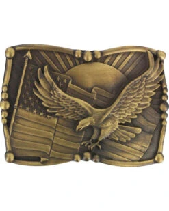Cody James Men's Antiqued American Flag And Eagle Belt Buckle