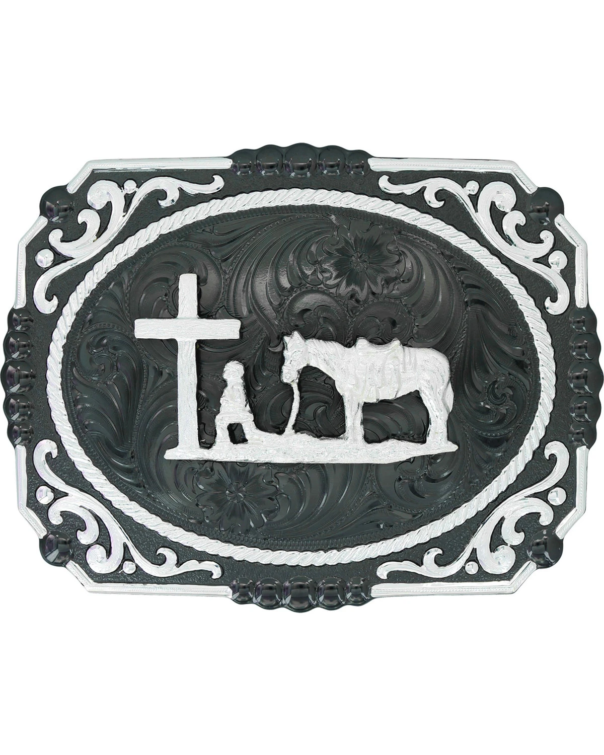 Montana Silversmiths Men's Gunmetal Christian Cowboy Buckle 3 Montana Silversmiths Men's Gunmetal Christian Cowboy Buckle