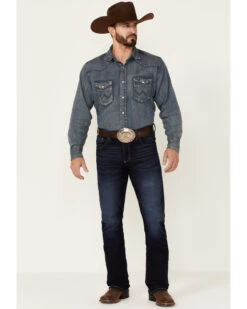 Wrangler 20X Men's Azure Vintage Dark Wash Stretch Slim Bootcut Jeans