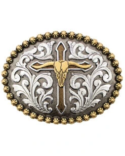 Cody James Men's Steer Skull With Cross Belt Buckle