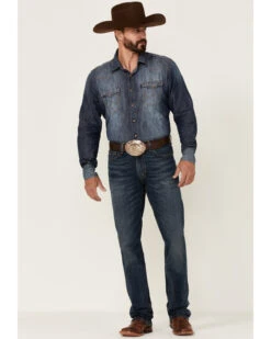 Rock & Roll Denim Men's Hooey Dark Vintage Double Barrel Relaxed Stackable Bootcut Jeans