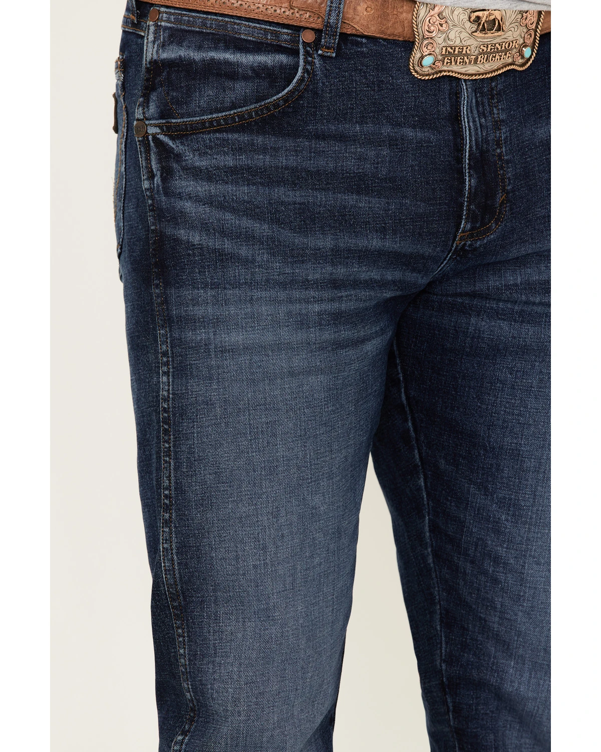 Wrangler Retro Men's Eastbrook Dark Wash Stretch Slim Bootcut Jeans 4 Wrangler Retro Men's Eastbrook Dark Wash Stretch Slim Bootcut Jeans - Image 2