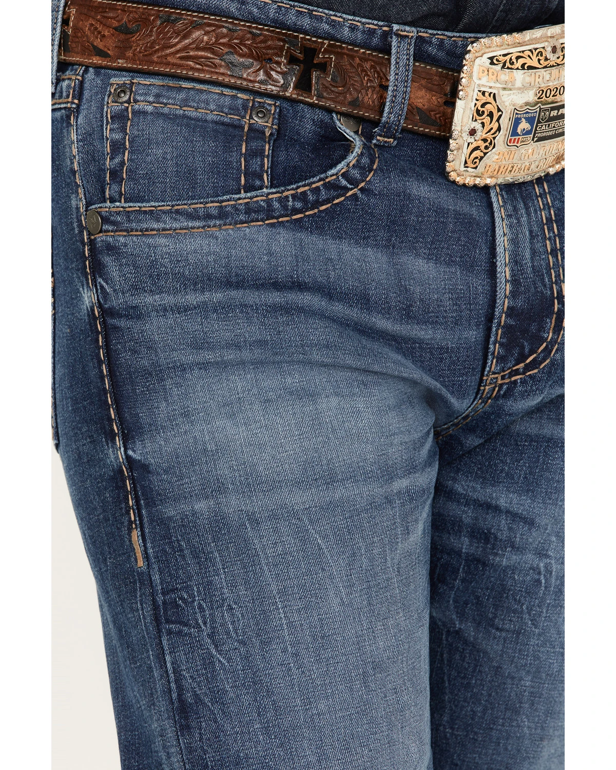 Rock 47 By Wrangler Men's Baltic Light Medium Wash Stretch Slim Bootcut Jeans 4 Rock 47 By Wrangler Men's Baltic Light Medium Wash Stretch Slim Bootcut Jeans - Image 2