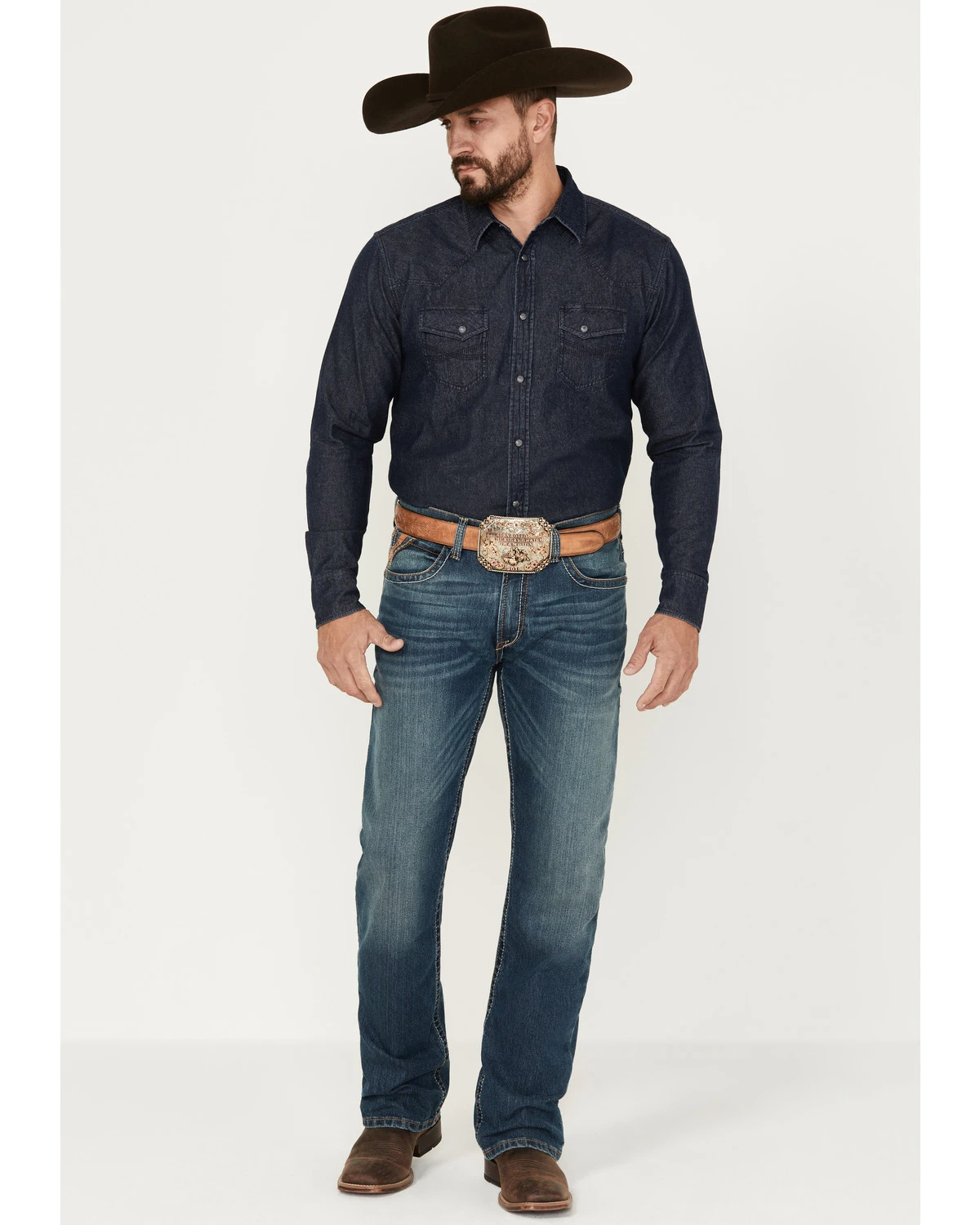 Ariat Men's M4 Cayman Ramos Medium Wash Relaxed Boot Stretch Denim Jeans 3 Ariat Men's M4 Cayman Ramos Medium Wash Relaxed Boot Stretch Denim Jeans