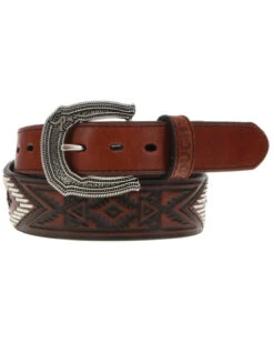 Hooey Men's Choctaw Roughy Tooled And Laced Belt