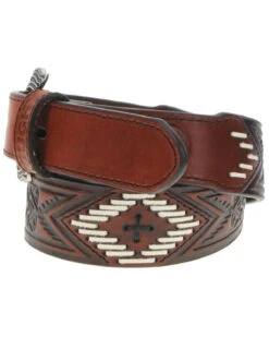 Hooey Men's Choctaw Roughy Tooled And Laced Belt -Gates Shop 2000379062 235 P3