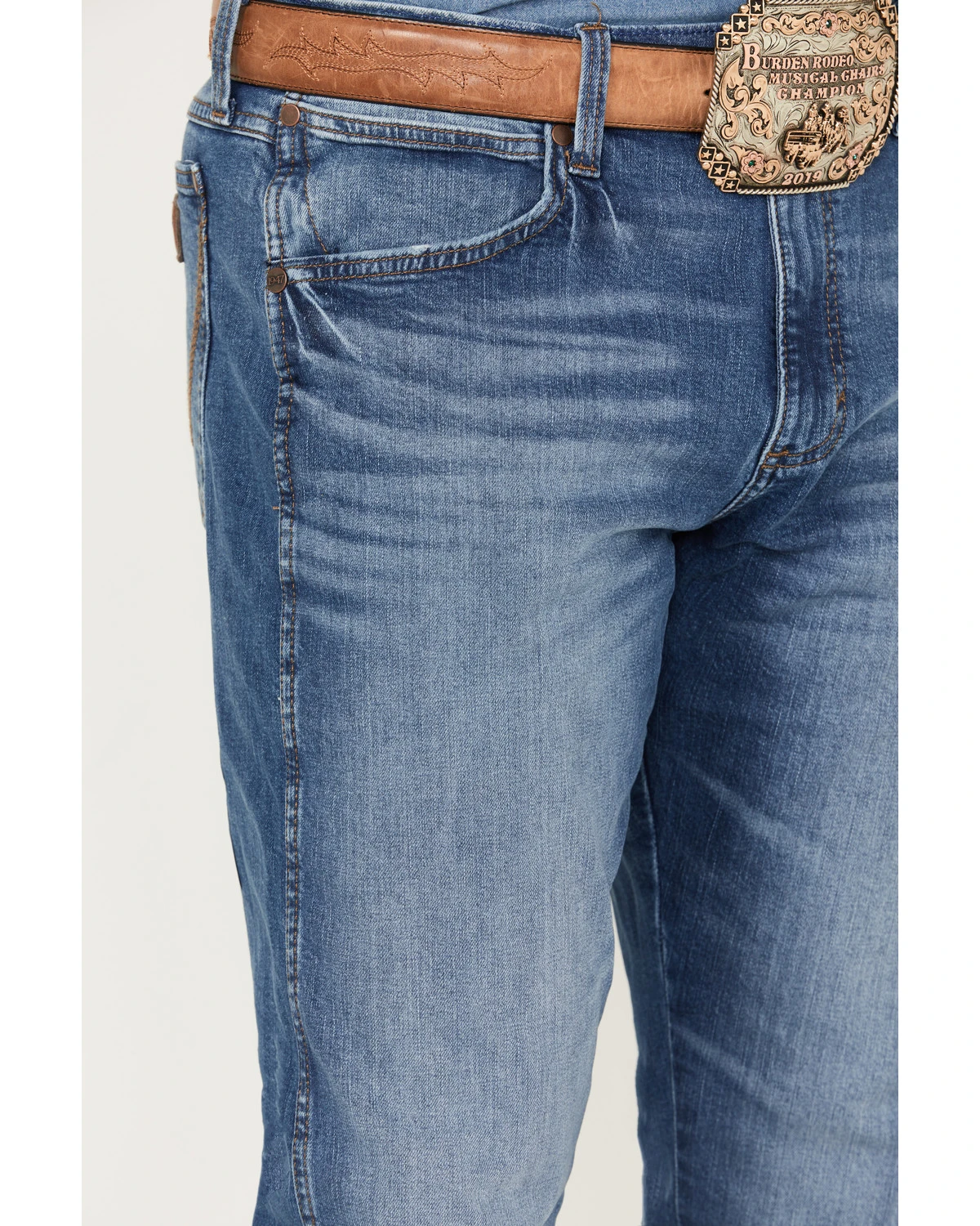 Wrangler Retro Men's Fresian Light Wash Slim Bootcut Stretch Jeans 4 Wrangler Retro Men's Fresian Light Wash Slim Bootcut Stretch Jeans - Image 2