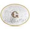 Montana Silversmiths Classic Western Oval Two-Tone Initial Belt Buckle - G -Gates Shop 2000396048 040 P1