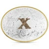 Montana Silversmiths Classic Western Oval Two-Tone Initial Belt Buckle - X
