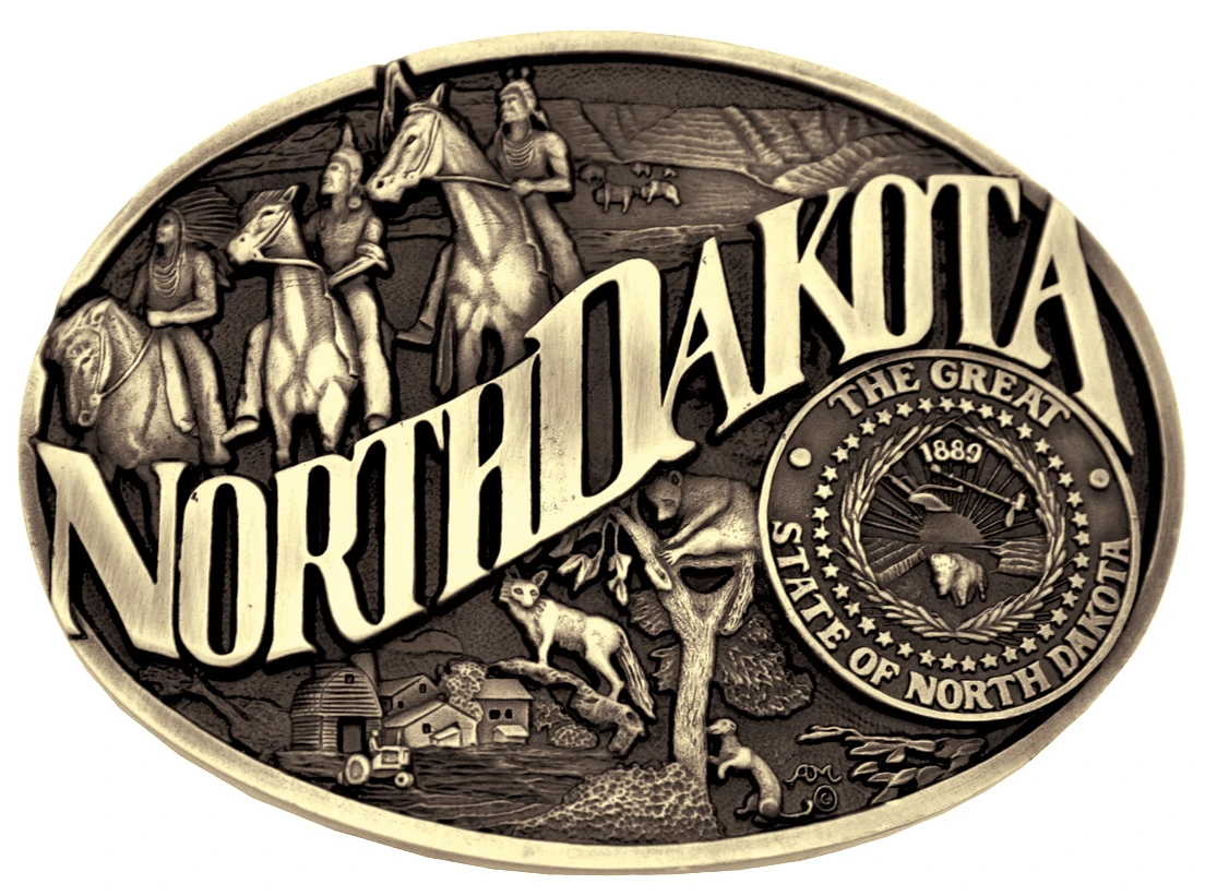 Montana Silversmiths North Dakota State Heritage Attitude Belt Buckle 3 Montana Silversmiths North Dakota State Heritage Attitude Belt Buckle